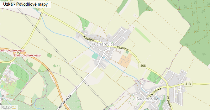 Úzká - záplavové mapy stoleté vody