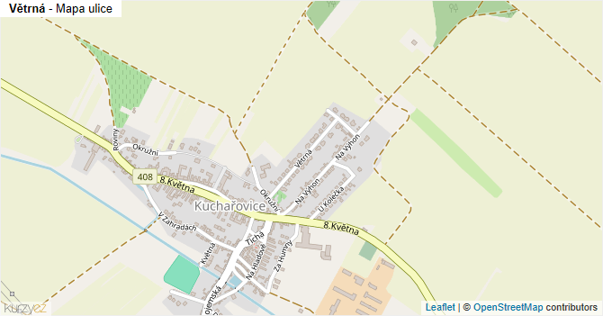 Větrná - mapa ulice