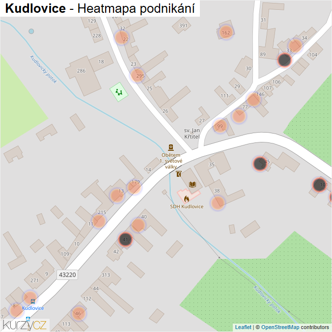 Mapa Kudlovice - Firmy v obci.