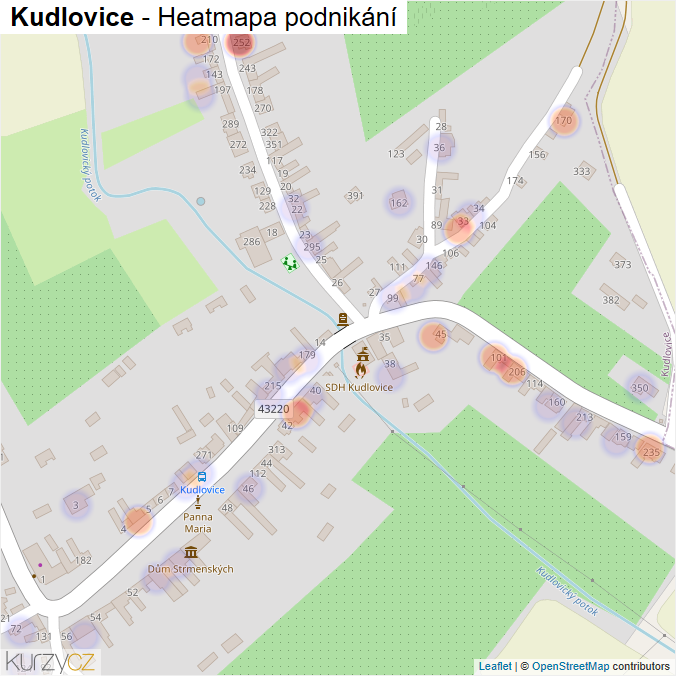 Mapa Kudlovice - Firmy v části obce.