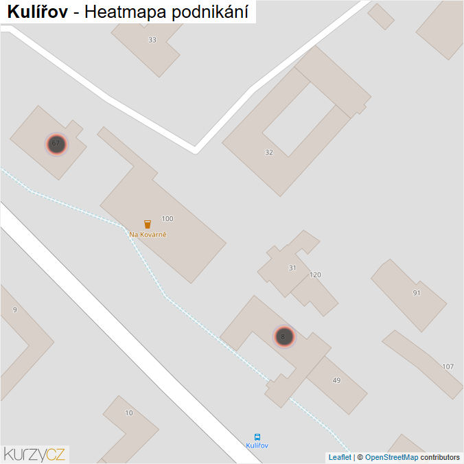 Mapa Kulířov - Firmy v obci.