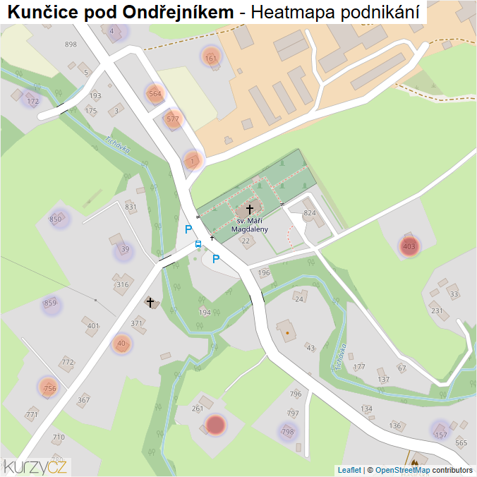 Mapa Kunčice pod Ondřejníkem - Firmy v části obce.