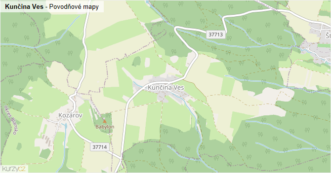 Kunčina Ves - záplavové mapy stoleté vody