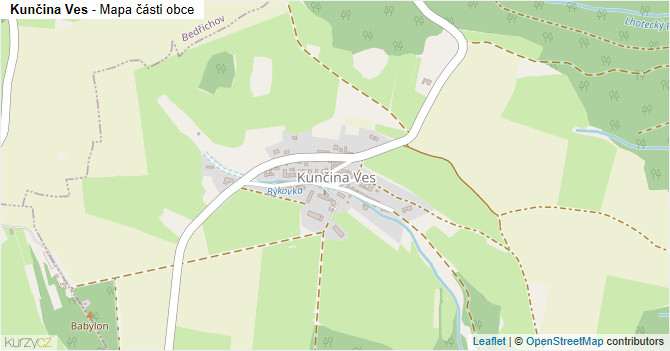 Kunčina Ves - mapa části obce