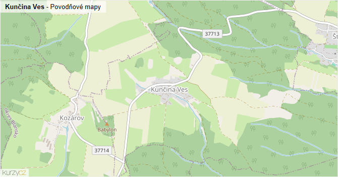 Kunčina Ves - záplavové mapy stoleté vody