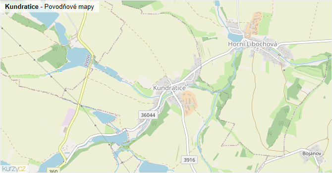 Kundratice - záplavové mapy stoleté vody