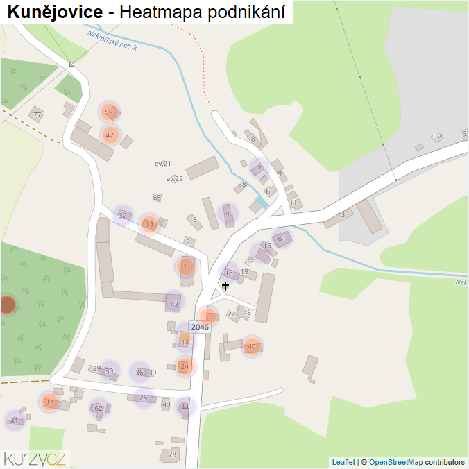 Mapa Kunějovice - Firmy v části obce.