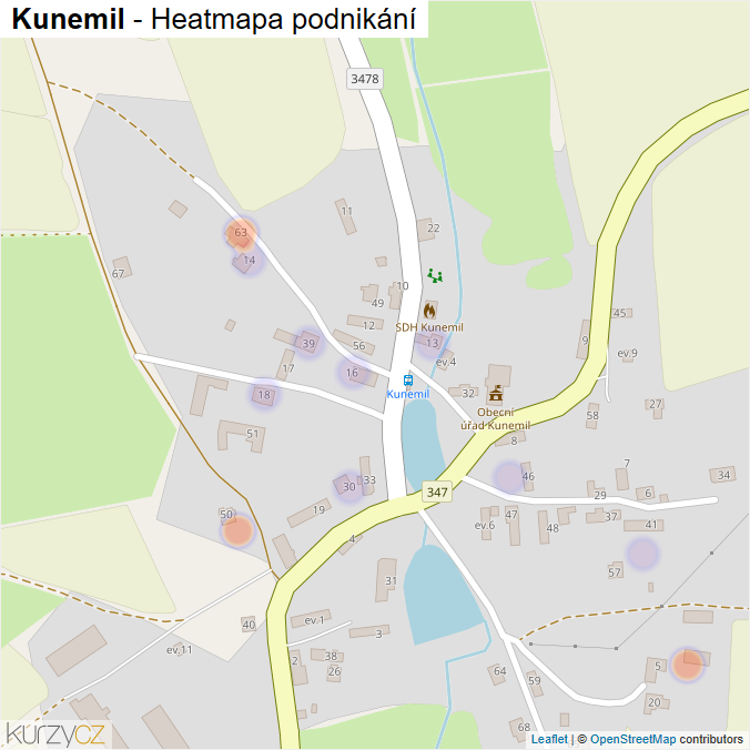 Mapa Kunemil - Firmy v části obce.