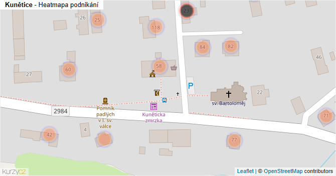 Kunětice - mapa podnikání