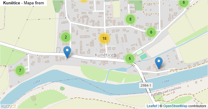 Kunětice - mapa firem