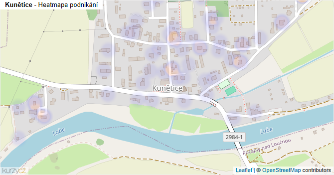 Kunětice - mapa podnikání
