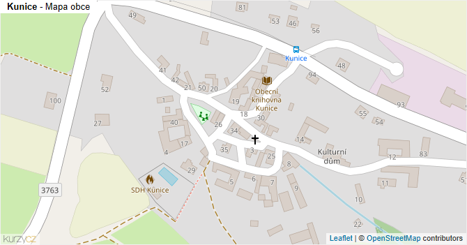 Kunice - mapa obce