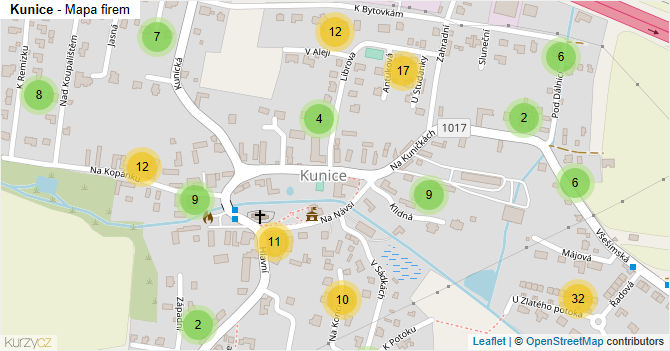 Kunice - mapa firem