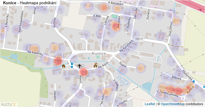 Kunice - mapa podnikání