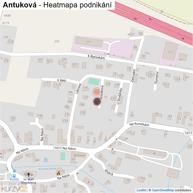Mapa Antuková - Firmy v ulici.