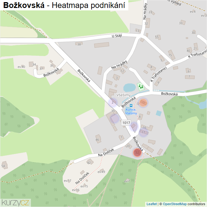 Mapa Božkovská - Firmy v ulici.
