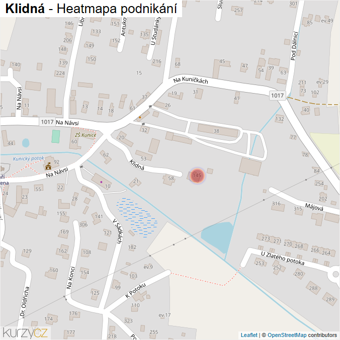 Mapa Klidná - Firmy v ulici.