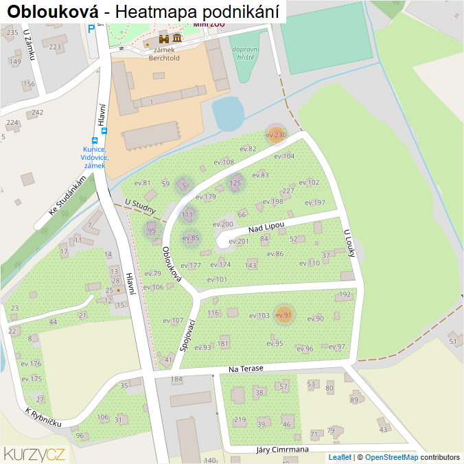Mapa Oblouková - Firmy v ulici.