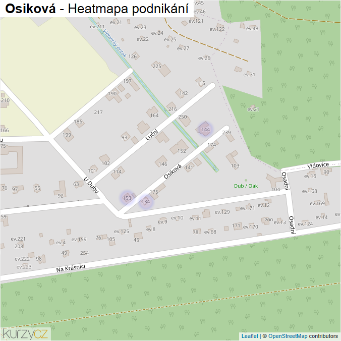 Mapa Osiková - Firmy v ulici.
