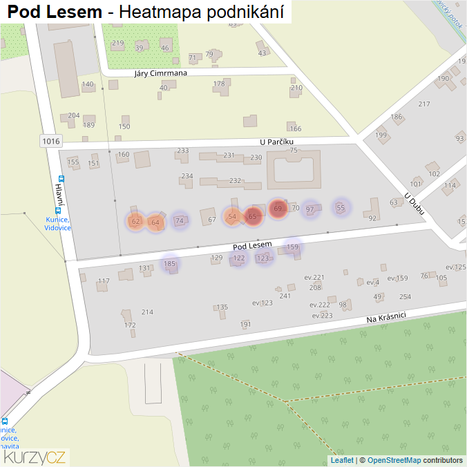 Mapa Pod Lesem - Firmy v ulici.