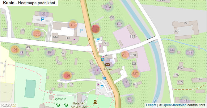 Kunín - mapa podnikání