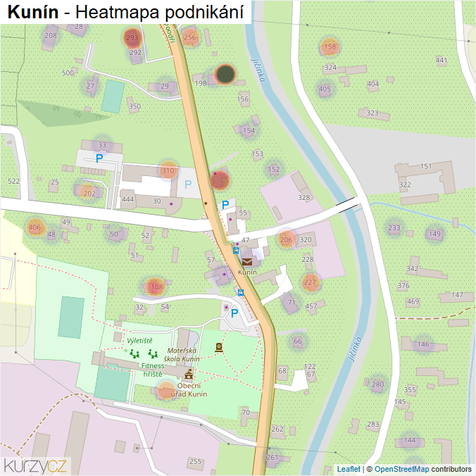 Mapa Kunín - Firmy v části obce.