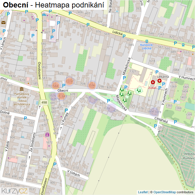 Mapa Obecní - Firmy v ulici.