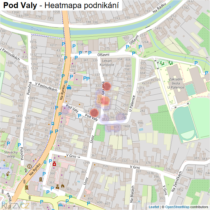Mapa Pod Valy - Firmy v ulici.