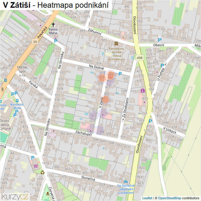 Mapa V Zátiší - Firmy v ulici.