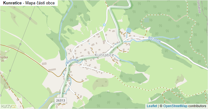 Kunratice - mapa části obce