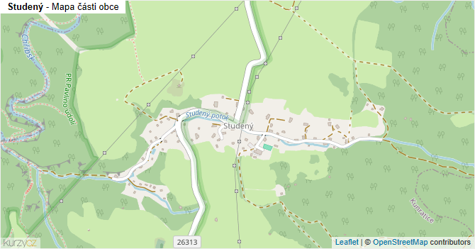 Studený - mapa části obce