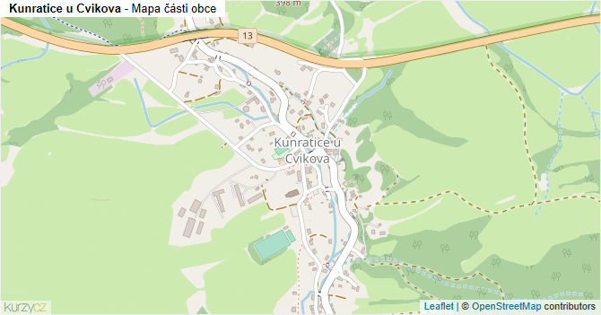 Kunratice u Cvikova - mapa části obce