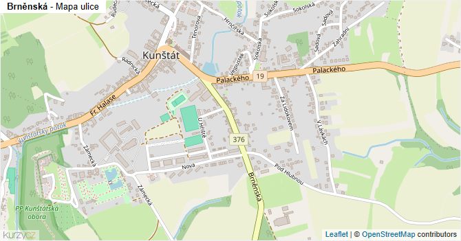 Brněnská - mapa ulice