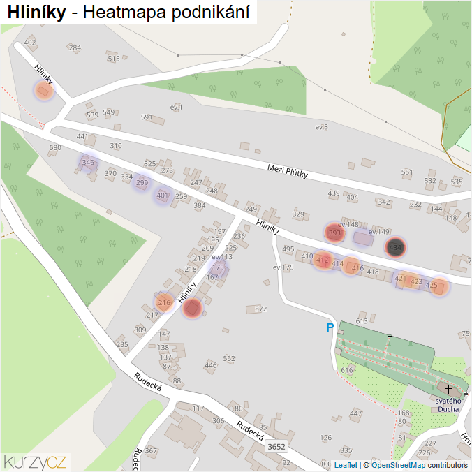 Mapa Hliníky - Firmy v ulici.