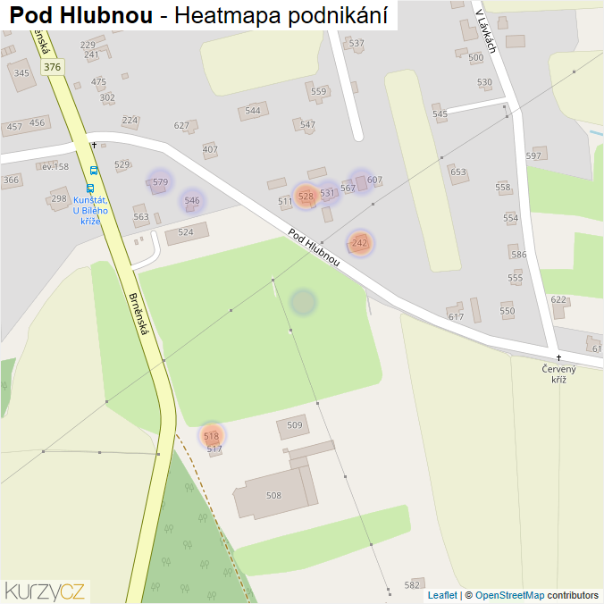 Mapa Pod Hlubnou - Firmy v ulici.