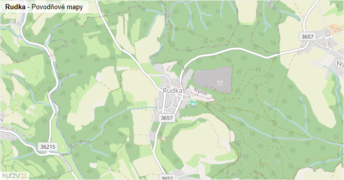 Rudka - záplavové mapy stoleté vody