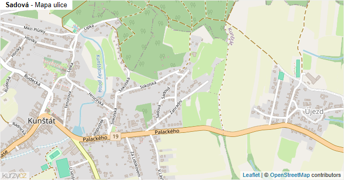 Sadová - mapa ulice