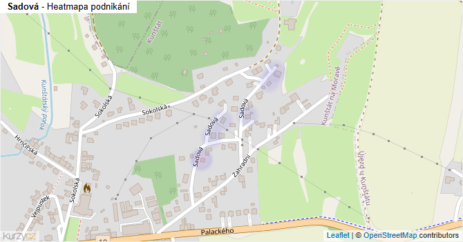 Sadová - mapa podnikání