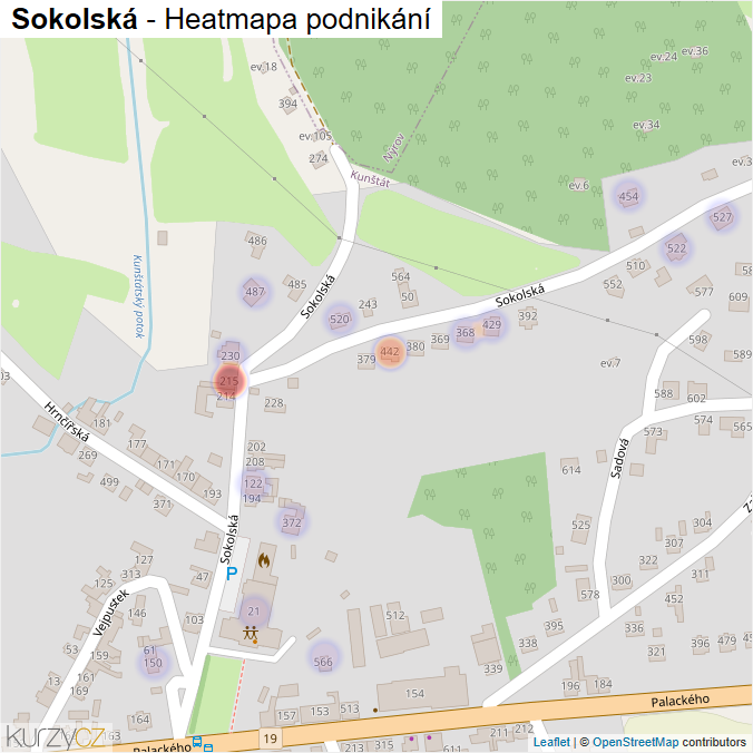 Mapa Sokolská - Firmy v ulici.