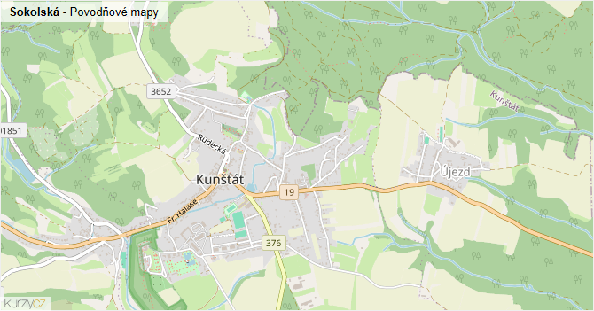 Sokolská - záplavové mapy stoleté vody