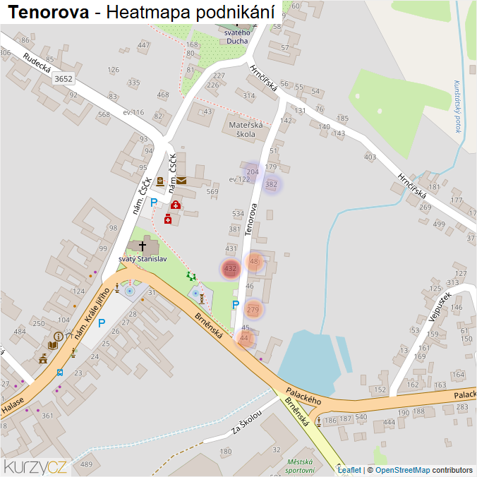 Mapa Tenorova - Firmy v ulici.