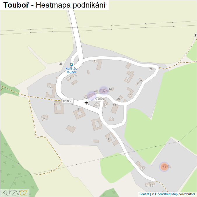 Mapa Touboř - Firmy v části obce.