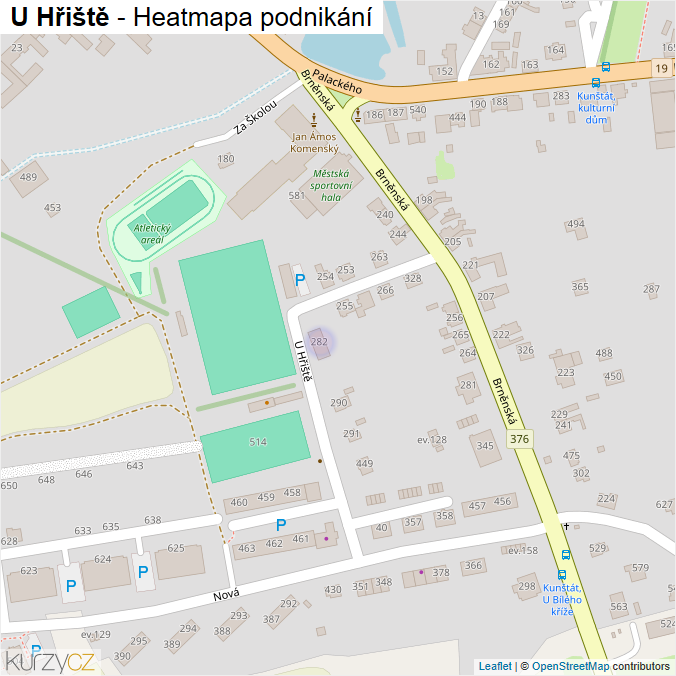 Mapa U Hřiště - Firmy v ulici.