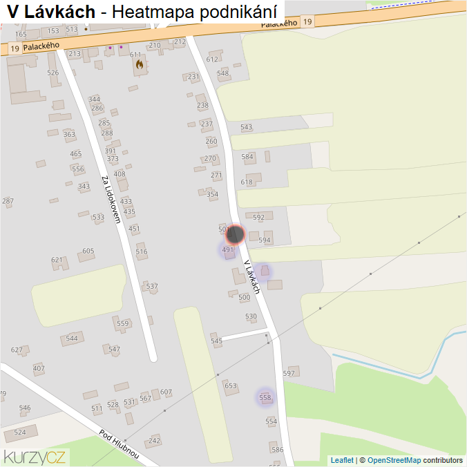 Mapa V Lávkách - Firmy v ulici.