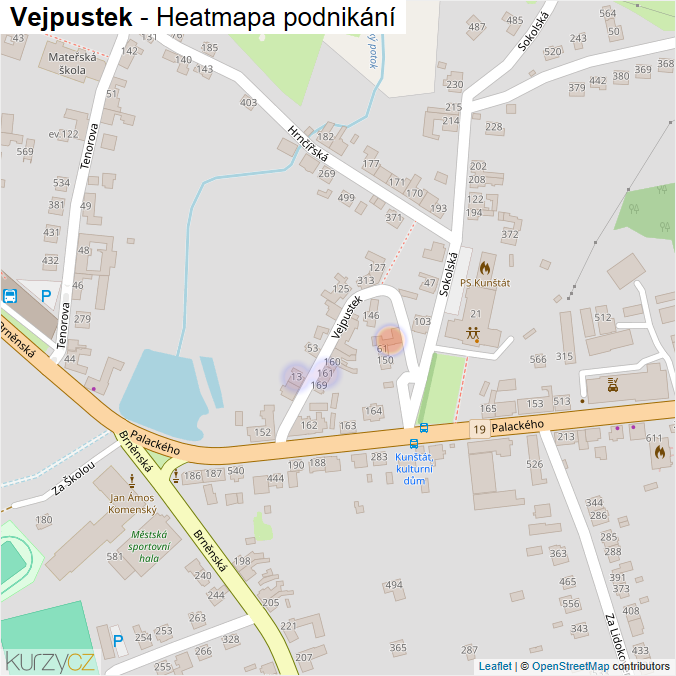 Mapa Vejpustek - Firmy v ulici.
