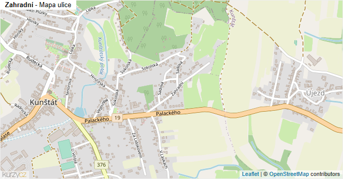 Zahradní - mapa ulice