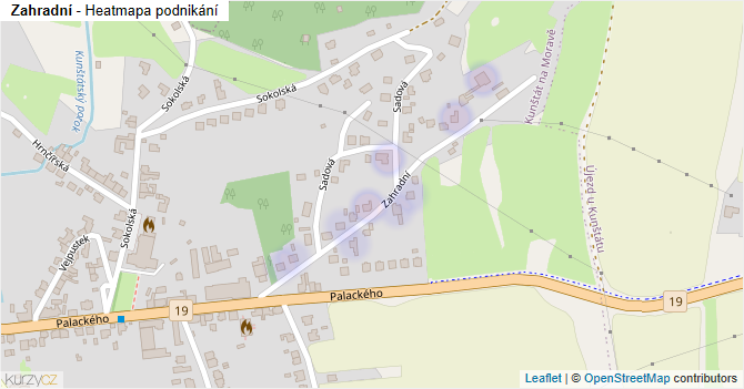 Zahradní - mapa podnikání