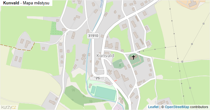 Kunvald - mapa městysu