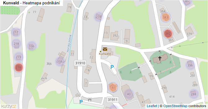 Kunvald - mapa podnikání