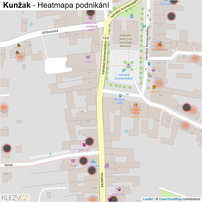 Mapa Kunžak - Firmy v obci.